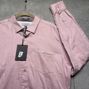Ted Baker London Button Down Shirt Light Pink Long Sleeve Cotton Mens Size 6